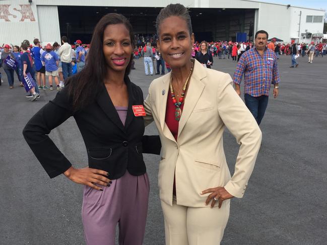 American Midterm Elections -  05-11-18 - Takosha Swan (left) and Annette Davis Jackson at trump rally, Macon Georgia. Picture Cameron Stewart