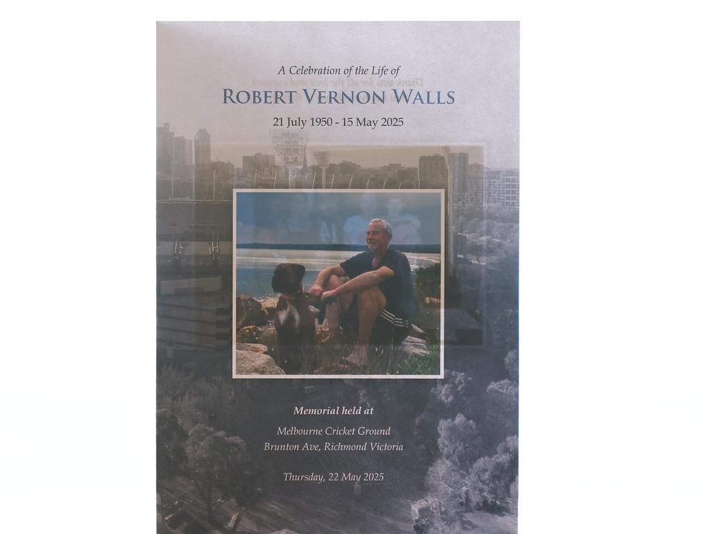 The program is seen during Robert Walls Funeral Service. Picture: Getty