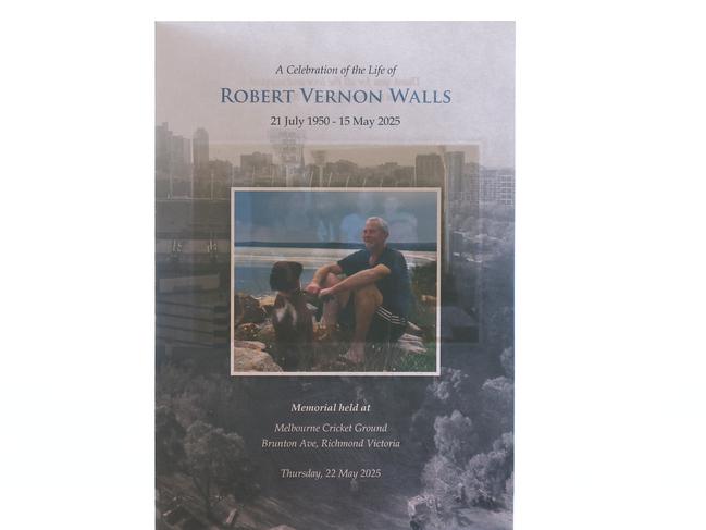 The program is seen during Robert Walls Funeral Service. Picture: Getty
