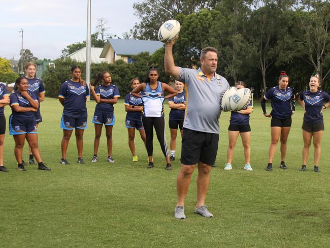 NO STUPID QUESTIONS: Titans assistant coach Jim Lenihan reassure local rugby league coaches that "there is no such thing as a stupid question, so please ask anything you like about the game." Photo: Alison Paterson