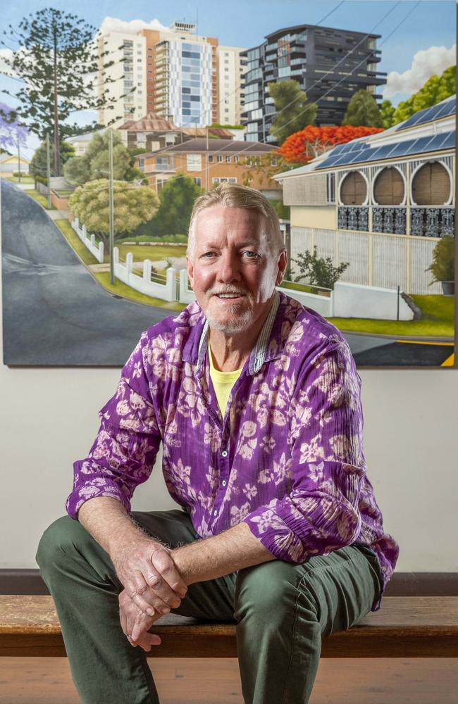 Artist Stephen Nothling in front of his painting Bellevue View. Picture: Richard Walker