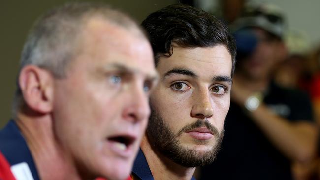 Walker with Walsh on the day he was announced as captain. Picture: Sarah Reed.