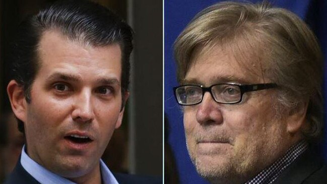 Steve Bannon, right, and Donald Trump Jr.