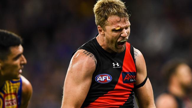 Last quarter heroics from Jake Stringer helped the Bombers home. Picture: AFL Photos/Getty Images