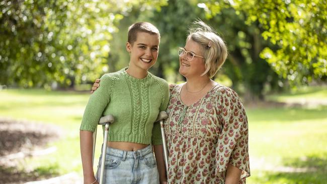 Asha Morris, 17, with her Mum, Luci. Photo: Mark Cranitch.