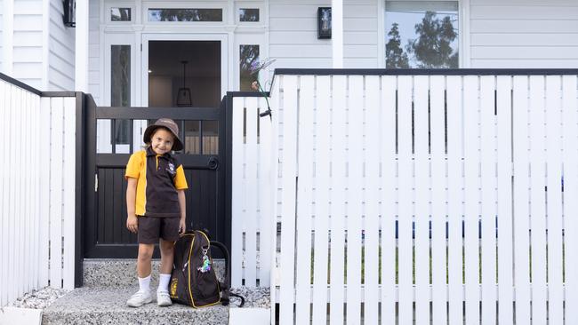 Ava Pearce heading off for school. Picture: David Kelly