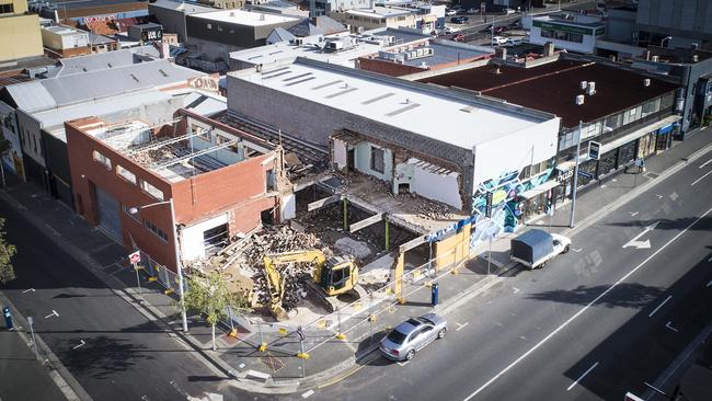 The site on the corner of Bathurst and Watchorn Streets in Hobart is being demolished to make way for a sustainable apartment complex. Picture: MATHEW FARRELL