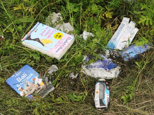 Signs of lives ... belongings of passengers from Malaysia Airlines MH17. Picture: Dominique Faget