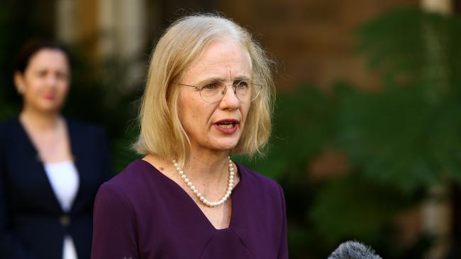 Queensland Chief Medical Officer Jeanette Young has urged Queenslanders to keep social distancing, to maintain hand hygiene and to get tested immediately if they believe they have any symptoms of coronavirus. Picture: AAP