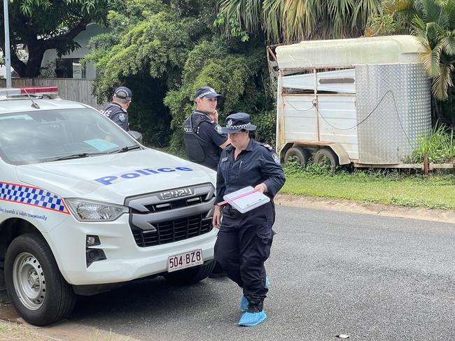 Forensic police officers at the scene of an alleged stabbing in Caravonica. Photo: Alison Paterson.