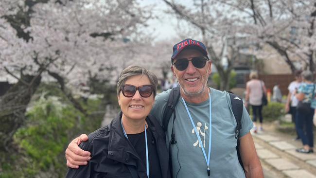 Cherry blossom fan Marea Rayment and her husband John on tour in Japan.