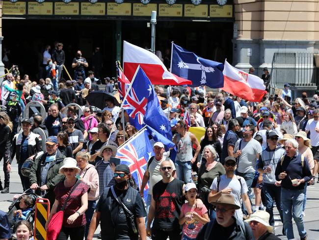 Nineteen people who attended the Melbourne freedom protests in November tested positive for Covid-19 on Monday. Picture: Matrix Media Group