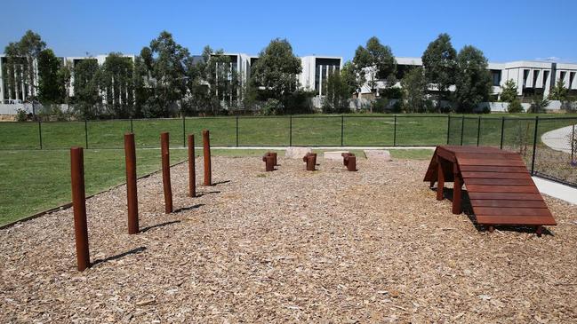 There is a small agility course in this Kellyville dog park. Picture: Hills Shire Council.