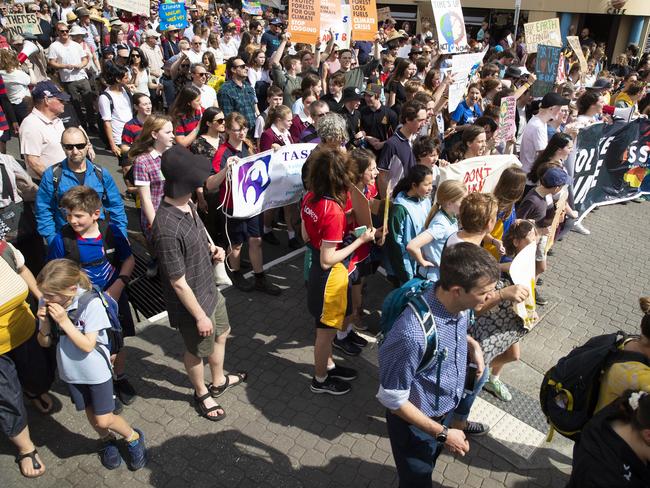 Climate strike rally in Hobart. Picture: RICHARD JUPE