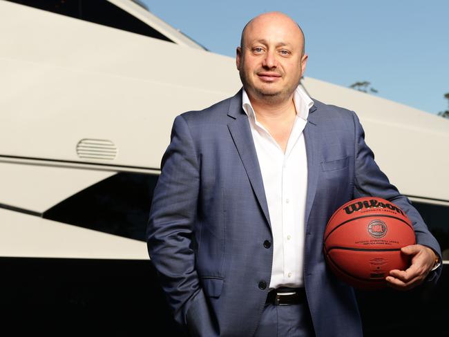 NBL owner Larry Kestelman and luxury yacht Vegas. Pic by Luke Marsden.