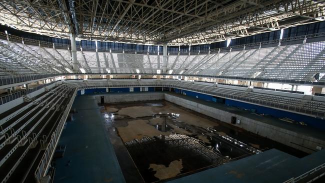 RA view from the mostly abandoned Olympic Aquatics stadium at the Olympic Park in Rio de Janeiro, Brazil. (Photo by Buda Mendes/Getty Images)