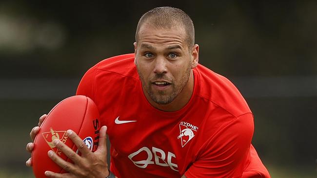 Lance Franklin joins training at the Sydney Swans. Picture: Phil Hillyard