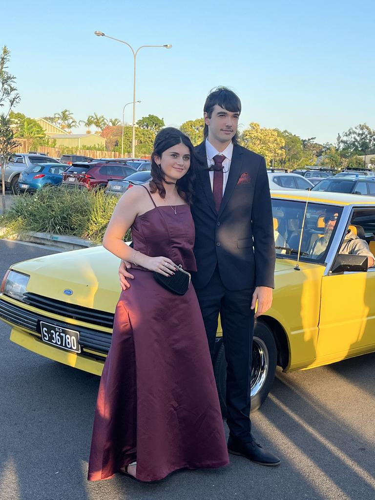 Chelsea Hepburn and Riley Ward arrive at the Aldridge State High School formal.