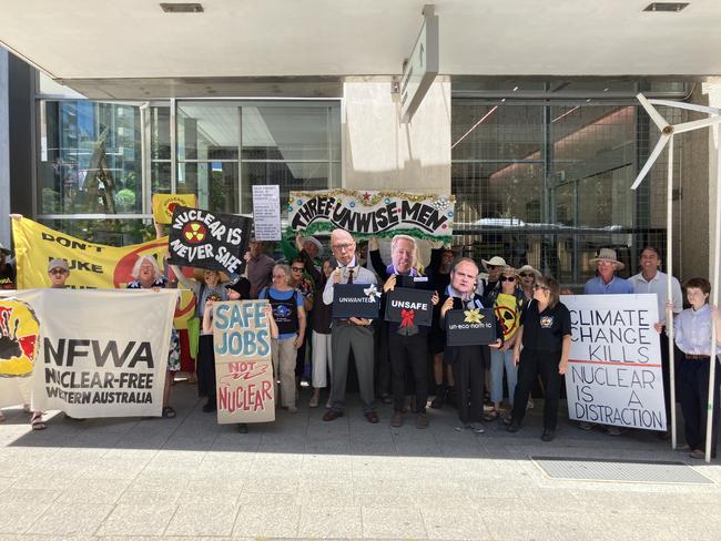 Anti-nuclear protesters stormed Perth's CBD on Tuesday where an inquiry into nuclear energy was being held.,