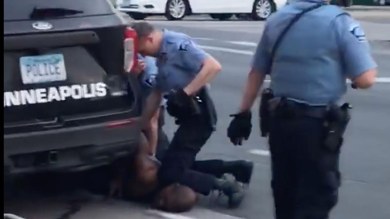 George Floyd is pinned to the ground under the knee of officer Derek Chauvin. Picture: Darnella Frazier/Facebook/AFP