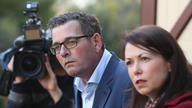 Victorian Premier Daniel Andrews and Emergency Services Minister Jaclyn Symes. Picture: NCA NewsWire / David Crosling