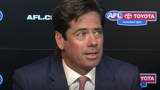 Gillon McLachlan while addressing the media today.