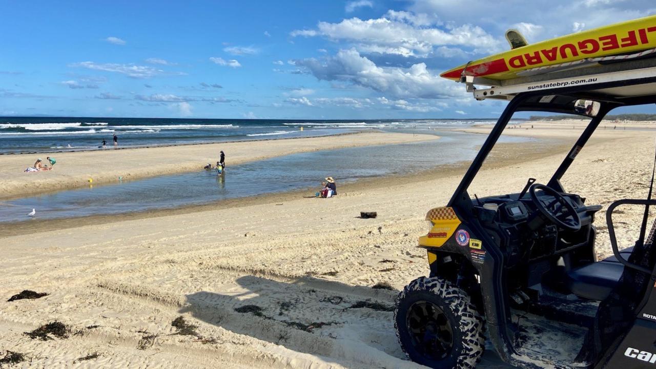 Emergency services rushed to Happy Valley, between Bulcock Beach and Kings Beach in Caloundra, to reports of a man unresponsive in the water. Picture: Patrick Woods