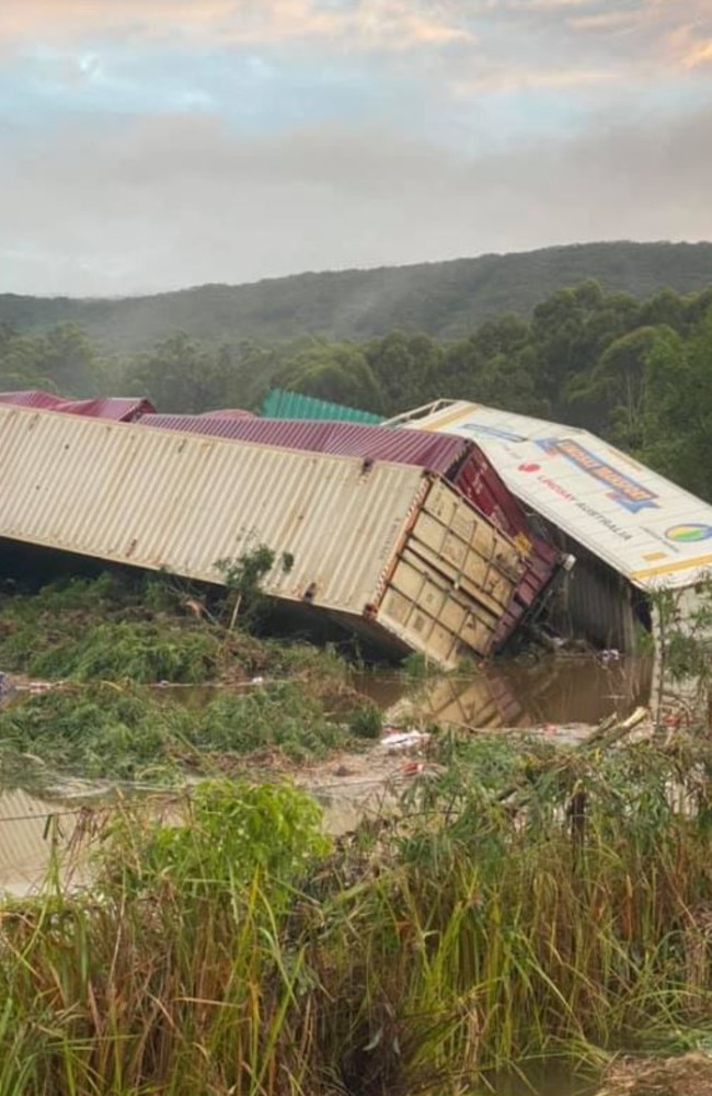 Half of the 1500m train derailed early this morning, NSW Fire and Rescue said.