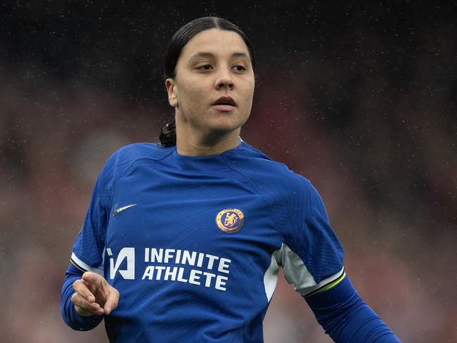 LONDON, ENGLAND - DECEMBER 10:  Sam Kerr of Chelsea during the Barclays WomenÃÂ´s Super League match between Arsenal FC and Chelsea FC  at Emirates Stadium on December 10, 2023 in London, England. (Photo by Visionhaus/Getty Images)