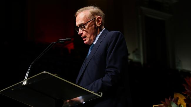 Former Premier of New South Wales Bob Carr speaks during the State Memorial Service. Picture: NCA NewsWire / Gaye Gerard