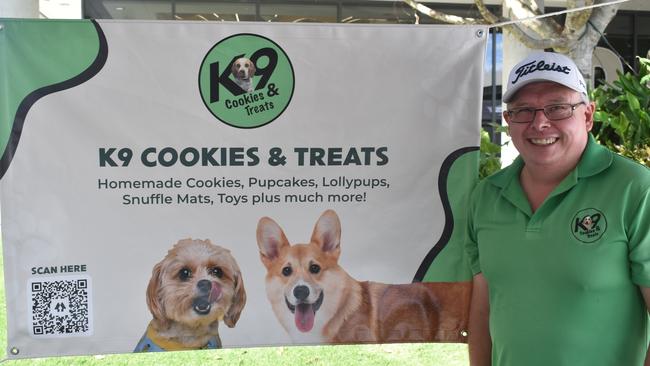 Ipswich 2023 Dog Day at Nicholas Street Precinct pictured is Jason Stock of K9 Cookies and treats.