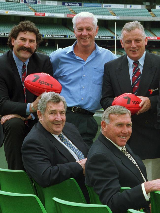 Skilton (front right) with the Channel 7 commentary team in 2001.