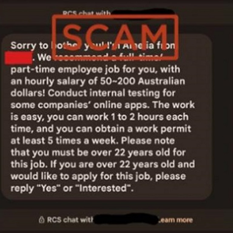 Job scams like this one have cost Aussies $22.6 million so far this year. Picture: ScamWatch.