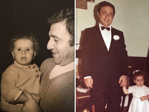 Family pictures of a young Gladys Berejiklian with her dad, Krikor.