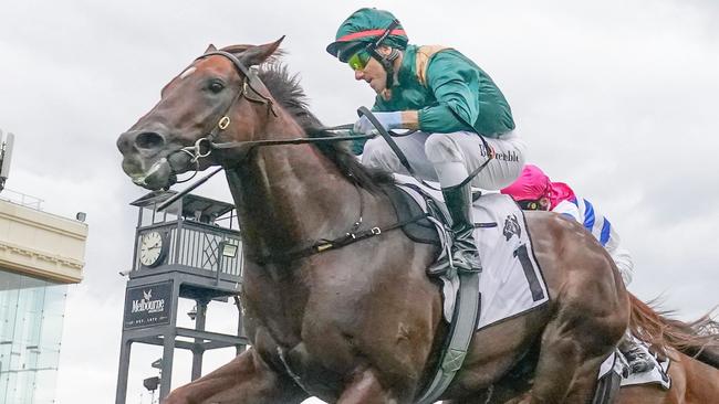 Cannonball wins the 2022 Redoute’s Choice Stakes at Caulfield. Picture: Scott Barbour / Racing Photos