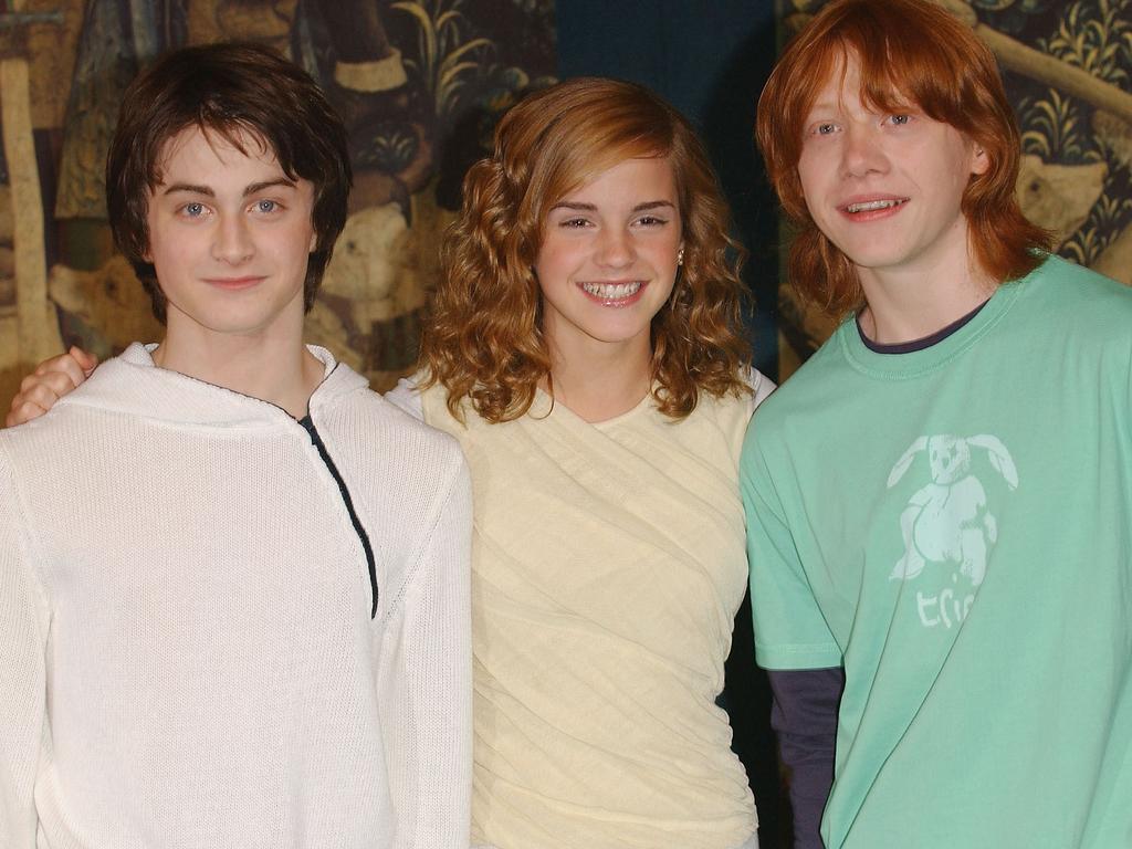 Actors Daniel Radcliffe, Emma Watson and Rupert Grint in 2004. Picture: Steve Finn/Getty Images