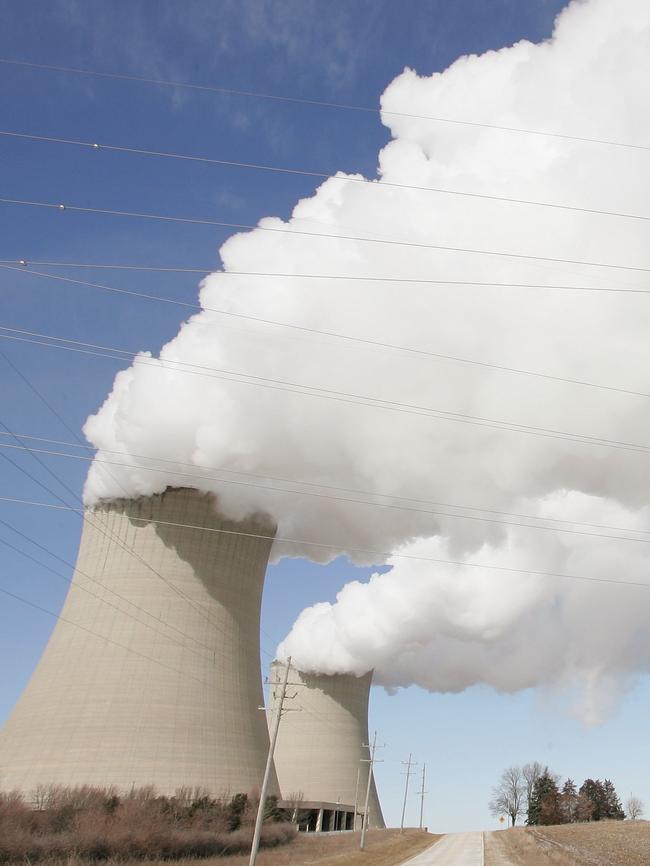 Steam billows from the cooling towers at Exelon's nuclear power station February in Illinois. Picture: Getty