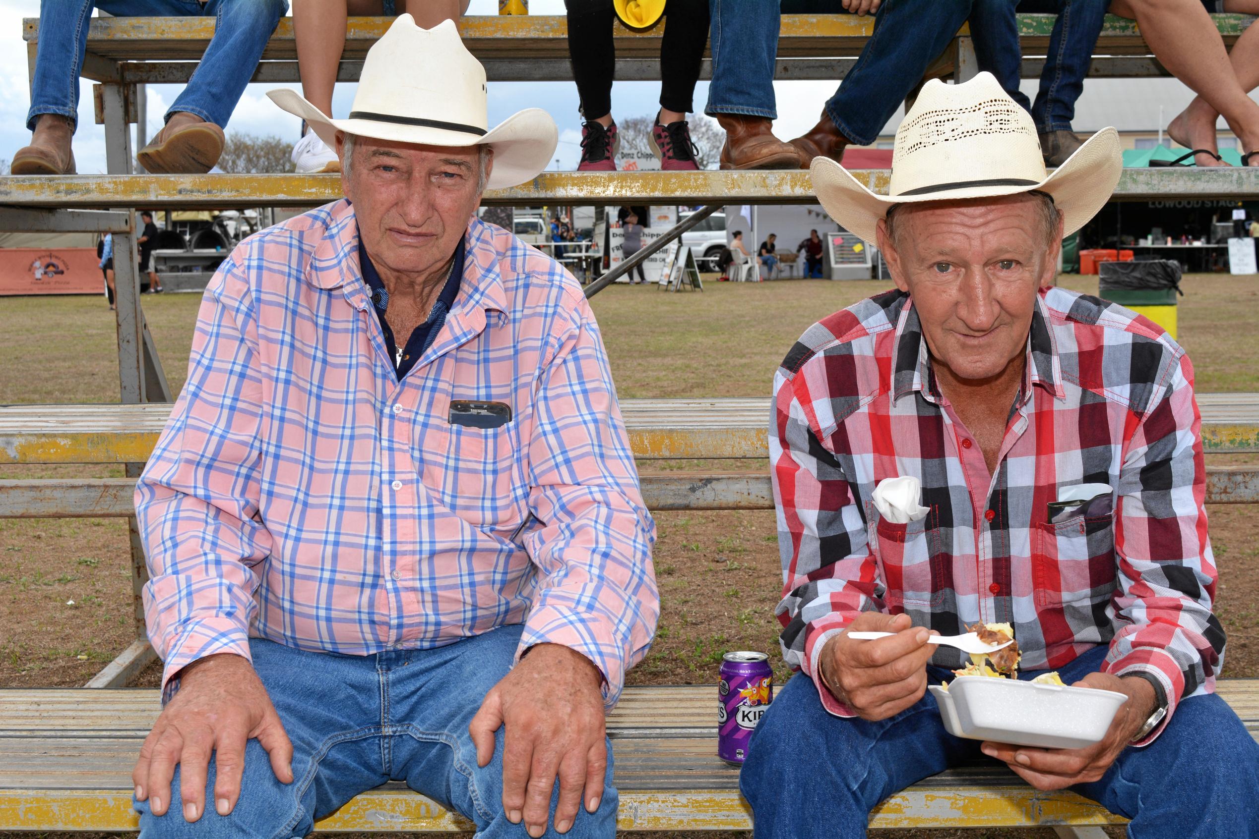 Lowood rodeo, Ken Carswell and Peter Spalding. Picture: Meg Bolton