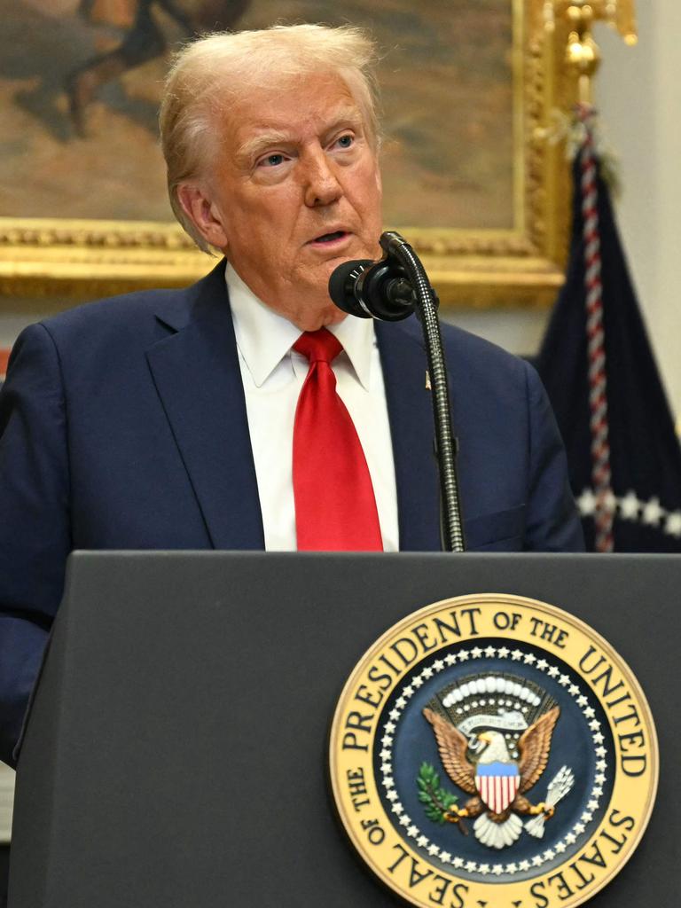 US President Donald Trump speaks in the Roosevelt Room at the White House on January 21, 2025, in Washington, DC. Picture: Jim Watson/AFP