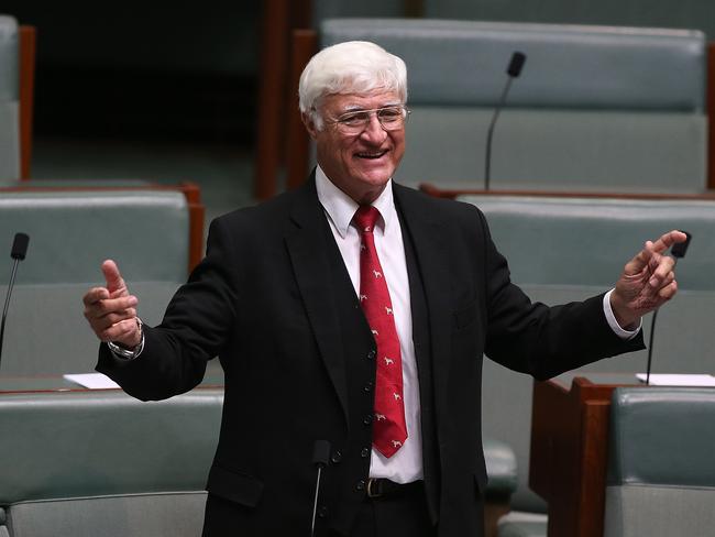 Bob Katter speaking on the debate on the Marriage Amendment (Definition and Religious Freedoms) Bill 2017 in the House of Representatives. Picture: Kym Smith