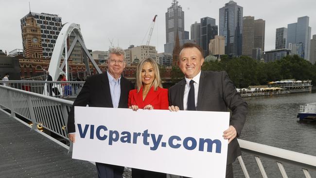 Bill Lang, Ingrid Maynard and Oscar Yildiz from the recently formed Victorians Party. Picture: Alex Coppel.