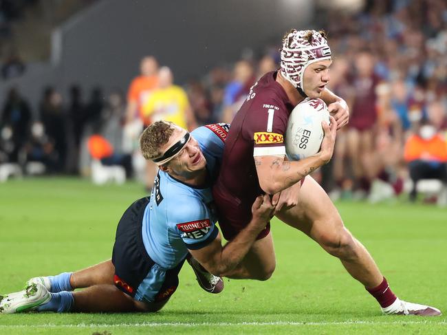 The Knights have plans to move current Maroons fullback Kalyn Ponga into their halves. Picture: Peter Wallis