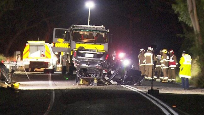 A young driver has died after his car rolled and crashed into a tree near Hahndorf, on December 20. Picture: 7NEWS