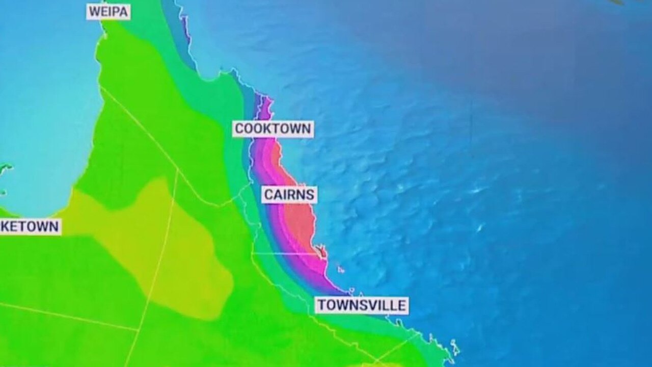 The Far North Queensland coast could see as much as 750mm in places in the coming days. Picture: Sky News Weather