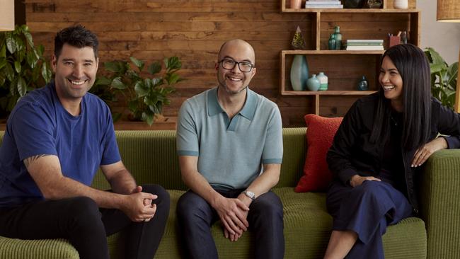 Canva co-founders Cliff Obrecht, Cameron Adams and Melanie Perkins. Picture: Supplied