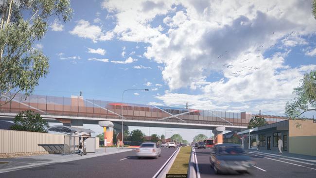 Illustration of the overpass on Marion Rd. Picture: Supplied