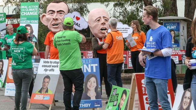 GetUp campaigners at a polling booth.