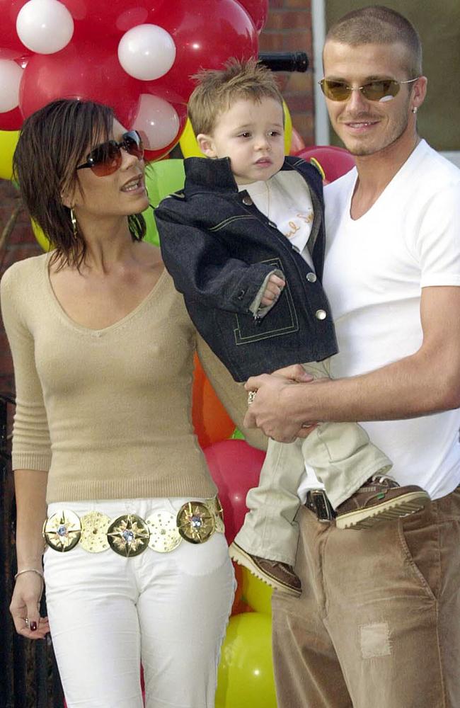 The devoted parents with eldest son Brooklyn as a toddler.