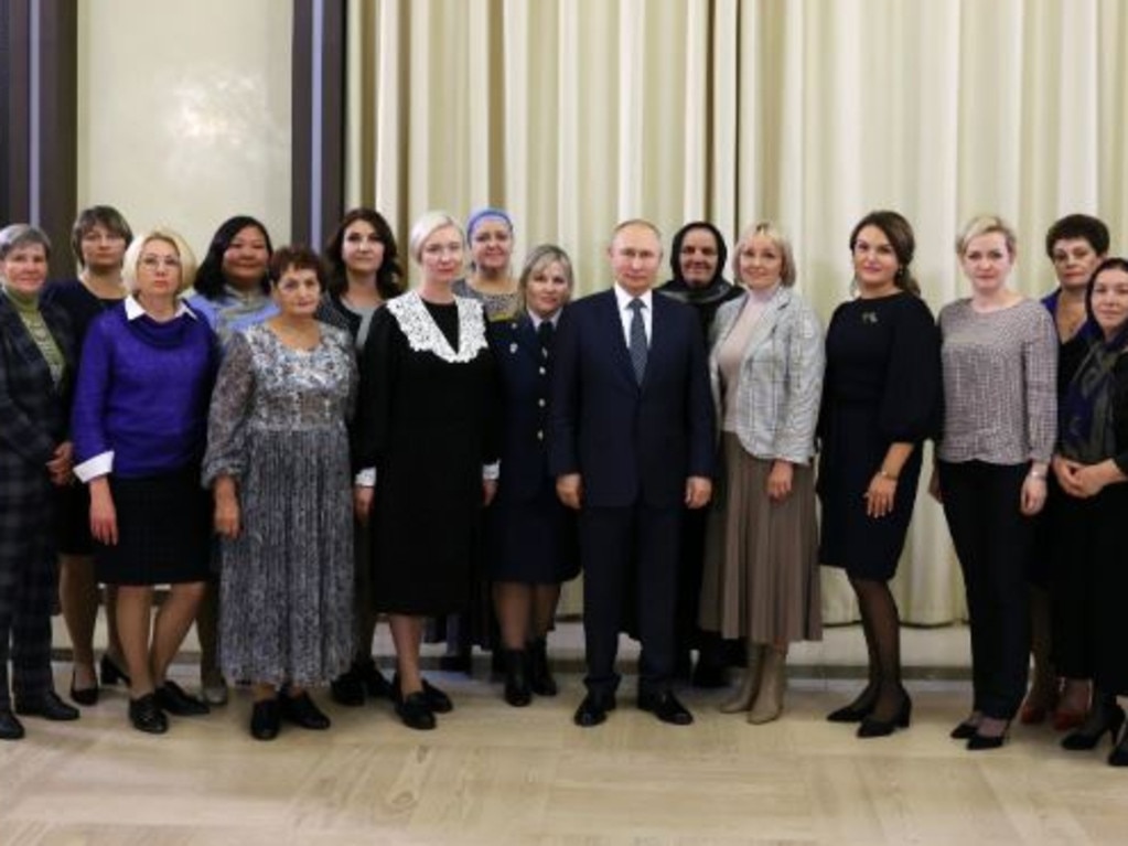 Vladimir Putin met with women who have lost children in the Ukraine conflict. Picture: AP