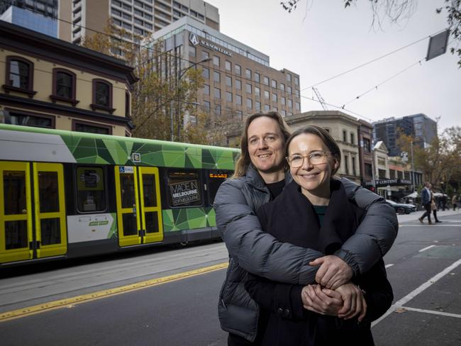 Brunswick couple Sarah Plummer and Tim Mulholland are considering moving from Melbourne to the Gold Coast. Picture: Wayne Taylor